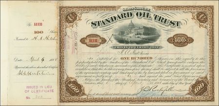 Lot #301 John D. Rockefeller: Scarce ?brown? Standard Oil stock certificate - Image 1