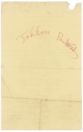Lot #734 Beatles: Lennon and McCartney: The legendary songwriting duo sign on the set of their one and only Top of the Pops appearance - Image 1