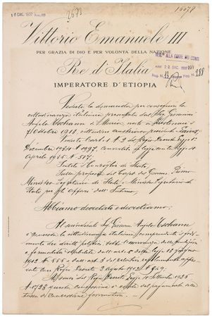 Lot #287 Benito Mussolini and Vittorio Emanuel III Signed Document - Image 1