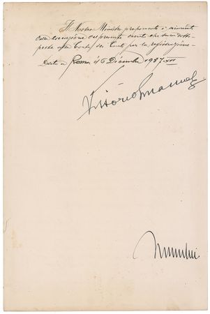 Lot #287 Benito Mussolini and Vittorio Emanuel III Signed Document - Image 2