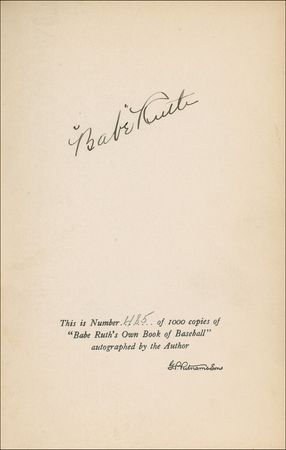 Lot #1292 Babe Ruth: The ?Bambino? signs a copy of his limited edition book on the National Pastime - Image 1