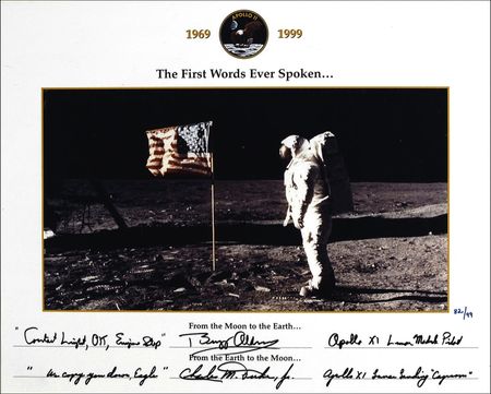 Lot #425 Apollo 11: Aldrin and Duke First Words Spoken Ltd Edition Print - Image 1
