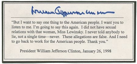 Lot #25 Bill Clinton Souvenir Printed Quotation