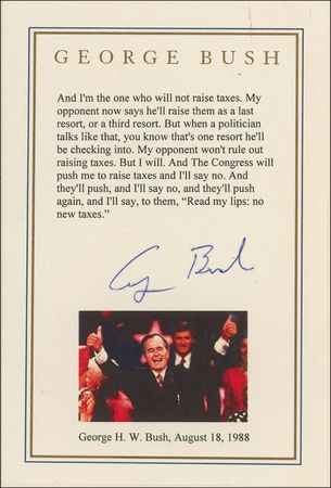 Lot #11 George Bush Souvenir Printed Quotation
