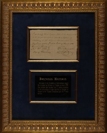 Lot #217 Declaration of Independence: Benjamin Harrison Signed Document - Image 1