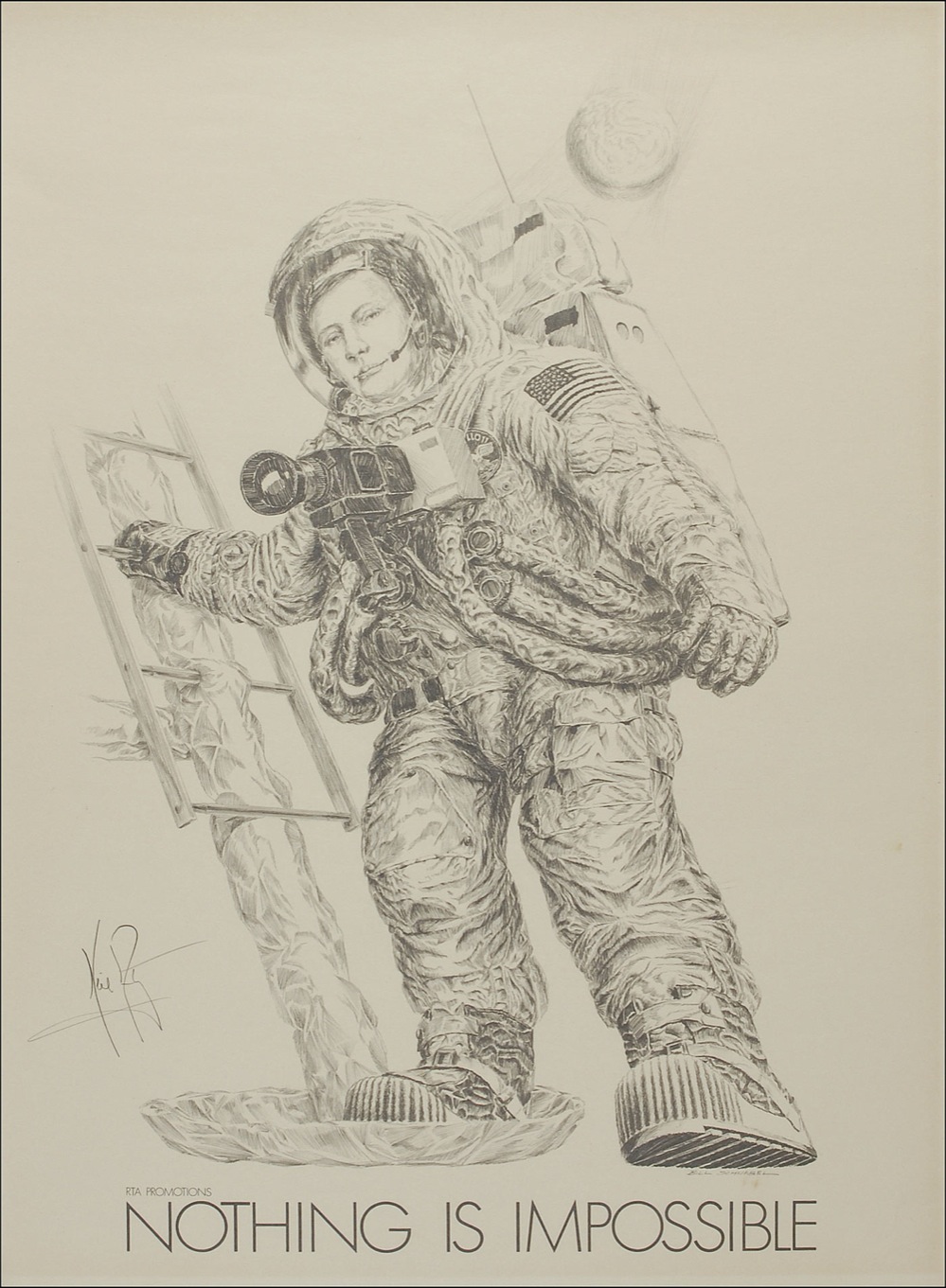Lot 499 Neil Armstrong: Signed in-person in 1979, with an image of Armstrong signing at the event