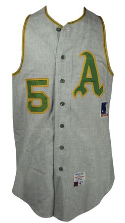 Lot #1200 Joe DiMaggio: Very rare 1969 game-worn A’s coach’s jersey from his last year in baseball - Image 1