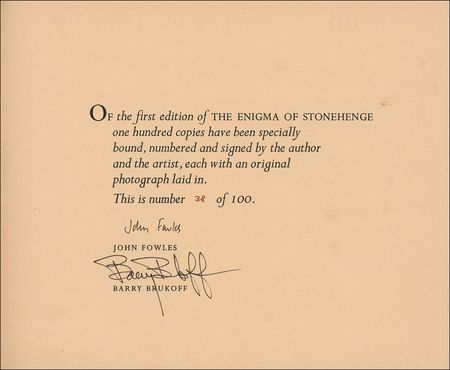 Lot #611 John Fowles and Barry Brukoff Book - Image 1