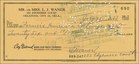 Lot #1324 Lloyd Waner Checks - Image 1