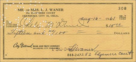 Lot #1324 Lloyd Waner Checks - Image 2