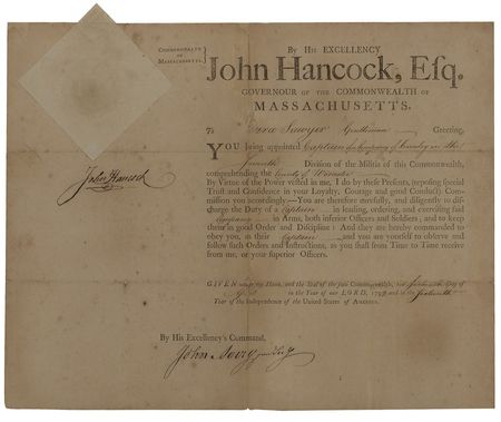 Lot #288 John Hancock: Following Shays’ Rebellion, a Massachusetts cavalry man is appointed captain in the new militia - Image 1