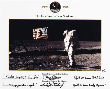 Lot #489 Apollo 11: Aldrin and Duke First Words Spoken Ltd Edition Print - Image 1