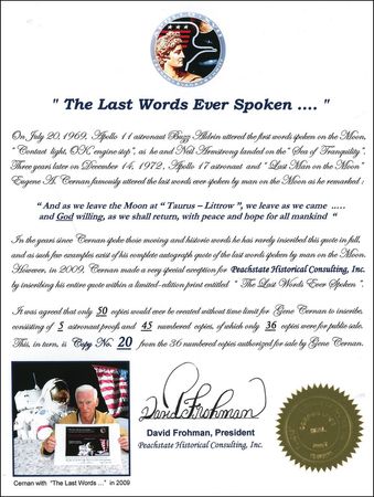 Lot #491 Apollo 17: Gene Cernan 