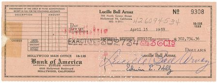 Lot #944 Lucille Ball and Desi Arnaz: Their marriage on the rocks as Lucy and Desi pay the IRS more than $300K in taxes - Image 1