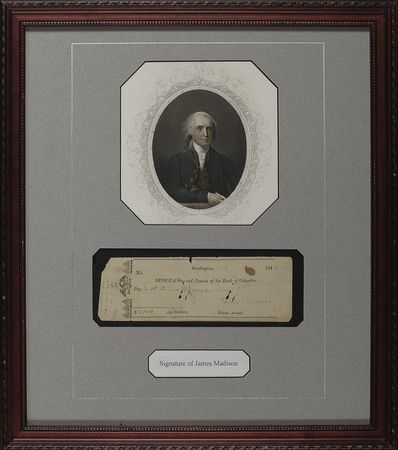 Lot #104 James Madison: President Madison cuts a hefty check, most likely to Aaron Burr - Image 1