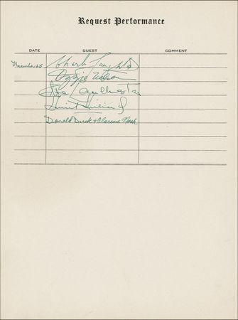 Lot #1104 Request Performance: Hollywood’s great stars, including Rathbone and Bruce, Abbott and Costello, Burns and Allen, Boris Karloff, and Frank Morgan sign at their Request Performance - Image 10