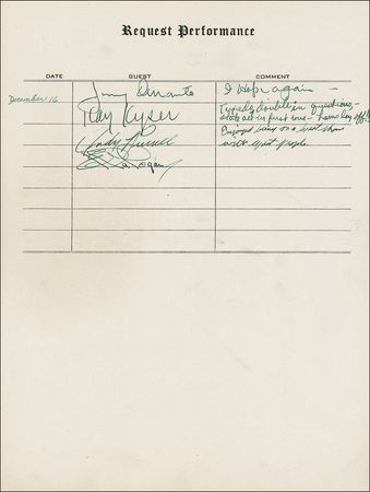 Lot #1104 Request Performance: Hollywood’s great stars, including Rathbone and Bruce, Abbott and Costello, Burns and Allen, Boris Karloff, and Frank Morgan sign at their Request Performance - Image 13