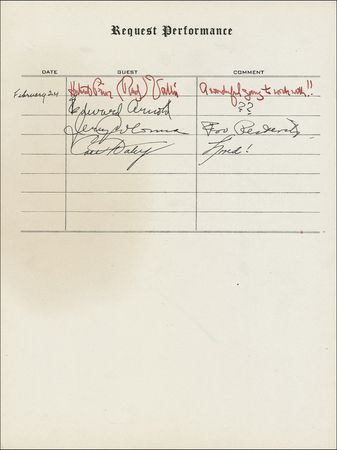 Lot #1104 Request Performance: Hollywood’s great stars, including Rathbone and Bruce, Abbott and Costello, Burns and Allen, Boris Karloff, and Frank Morgan sign at their Request Performance - Image 23