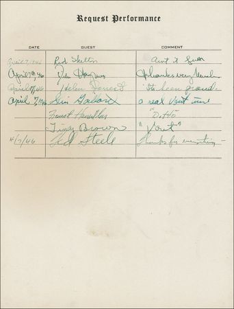 Lot #1104 Request Performance: Hollywood’s great stars, including Rathbone and Bruce, Abbott and Costello, Burns and Allen, Boris Karloff, and Frank Morgan sign at their Request Performance - Image 29