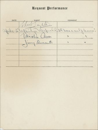 Lot #1104 Request Performance: Hollywood’s great stars, including Rathbone and Bruce, Abbott and Costello, Burns and Allen, Boris Karloff, and Frank Morgan sign at their Request Performance - Image 30
