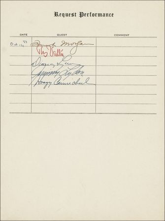 Lot #1104 Request Performance: Hollywood’s great stars, including Rathbone and Bruce, Abbott and Costello, Burns and Allen, Boris Karloff, and Frank Morgan sign at their Request Performance - Image 4