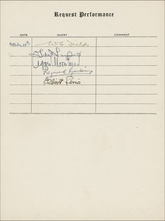 Lot #1104 Request Performance: Hollywood’s great stars, including Rathbone and Bruce, Abbott and Costello, Burns and Allen, Boris Karloff, and Frank Morgan sign at their Request Performance - Image 6