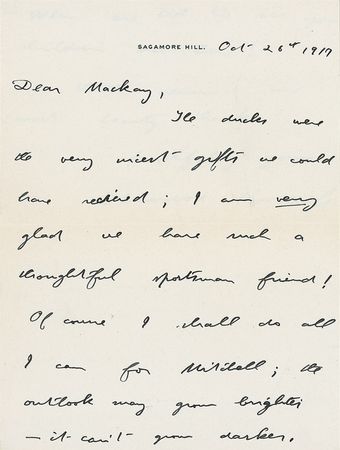 Lot #167 Theodore Roosevelt: The former president shares his gratitude with his famous millionaire neighbor - Image 1