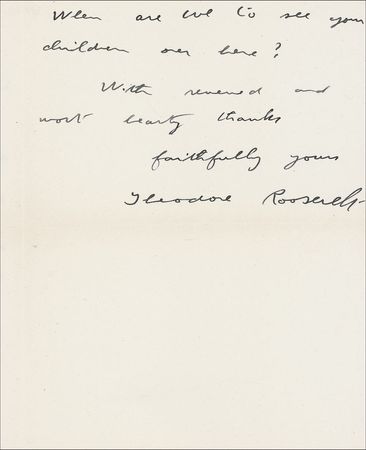 Lot #167 Theodore Roosevelt: The former president shares his gratitude with his famous millionaire neighbor - Image 2