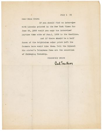 Lot #659 Carl Sandburg: Remarkable insight into the creation of a Pulitzer Prize-winning work on Lincoln - Image 2