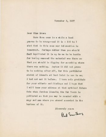 Lot #659 Carl Sandburg: Remarkable insight into the creation of a Pulitzer Prize-winning work on Lincoln - Image 4