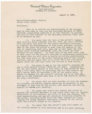 Lot #1066 Louis B. Mayer Signed Document - Image 1