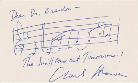 Lot #912 Charles Strouse Signed Musical Quote and Letter - Image 2
