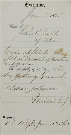 Lot #86 Andrew Johnson Endorsement - Image 2