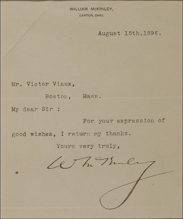 Lot #109 William McKinley Typed Letter Signed - Image 2