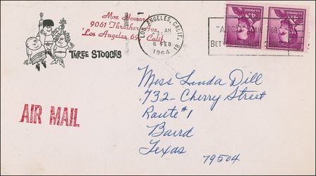 Lot #1127 Three Stooges: Moe Howard: The head Stooge writes a fan while finishing work on their last theatrical release - Image 2