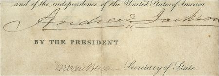 Lot #80 Andrew Jackson and Martin Van Buren: Two presidents, one present and one future, approve a patent for a new double tooth saw to enhance America?s building habits - Image 2