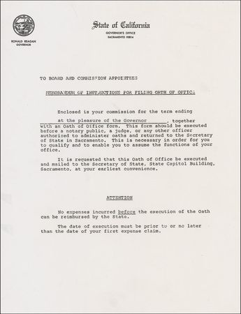 Lot #138 Ronald Reagan: Governor Reagan signed letter and appointment for the California Water Quality Control Board - Image 3