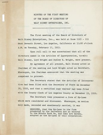 Lot #696 Walt Disney: With dreams of Tomorrowland, Disney forms a new company and embarks on creating an iconic theme park - Image 1