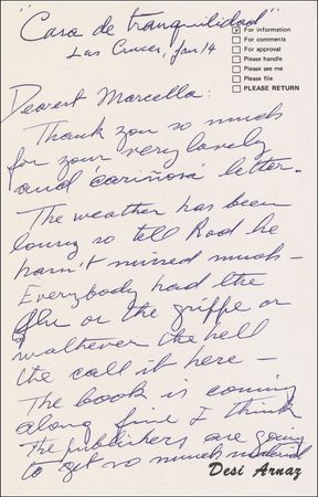 Lot #934 Desi Arnaz Handwritten Letter Signed - Image 1