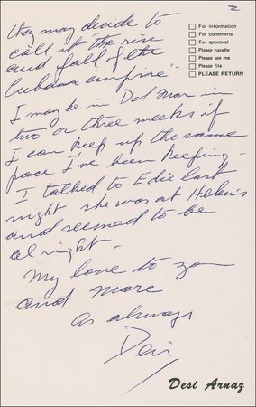 Lot #934 Desi Arnaz Handwritten Letter Signed - Image 2