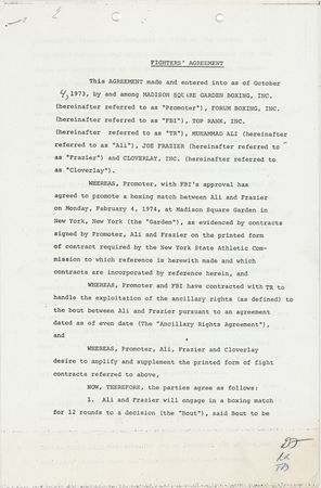 Lot #1161 Muhammad Ali and Joe Frazier: Ali and Frazier agree to a re-match of one of boxing?s epic bouts at Madison Square Garden - Image 1