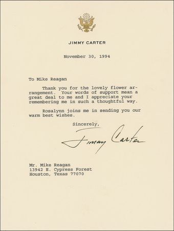 Lot #21 Jimmy Carter Typed Letter Signed