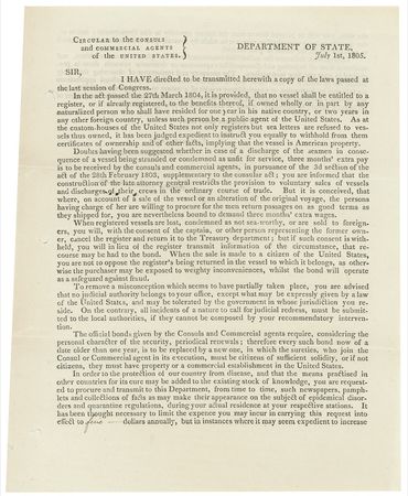 Lot #106 James Madison: With Napoleon taking to the high seas to fight the British, America attempts to protect its shipping interests - Image 1