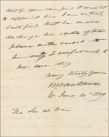 Lot #194 Martin Van Buren: Sending a recommendation to the catalyst of the Petticoat Affair - Image 2