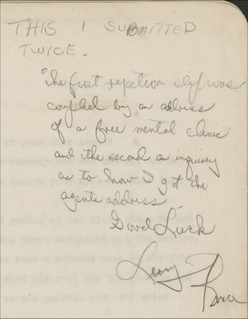 Lot #948 Lenny Bruce: Eclectic and at times self-deprecating archive of a legendary comedian, including a notation regarding his famed obscenity trial - Image 10