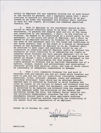Lot #863 Madonna Signed Document - Image 2