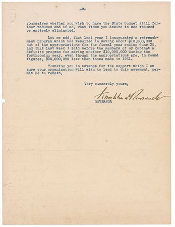 Lot #161 Franklin D. Roosevelt: FDR takes to the airwaves to tighten the purse-strings - Image 2