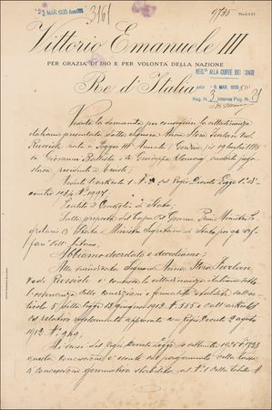 Lot #330 Benito Mussolini and Vittorio Emanuel III Signed Document - Image 1