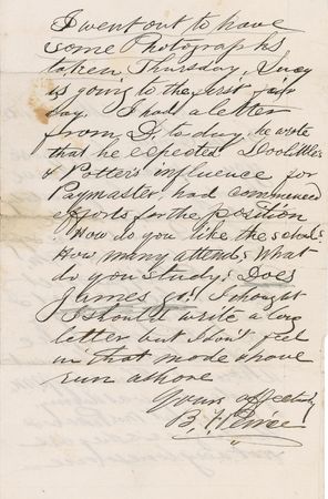 Lot #335 Benjamin Peirce Handwritten Letter Signed - Image 2