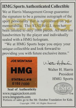 Lot #1268 Joe Montana Baseball - Image 8